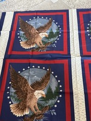 Wamsutta Eagle Fabric Pillow Squares Patriotic Star Birch Bark 4 + 2