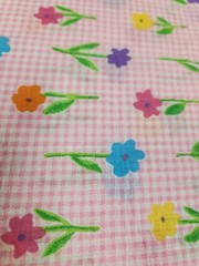 Rare Tandem Textiles Retro Lightweight Gingham Flower Print Fabric Cotton Yard