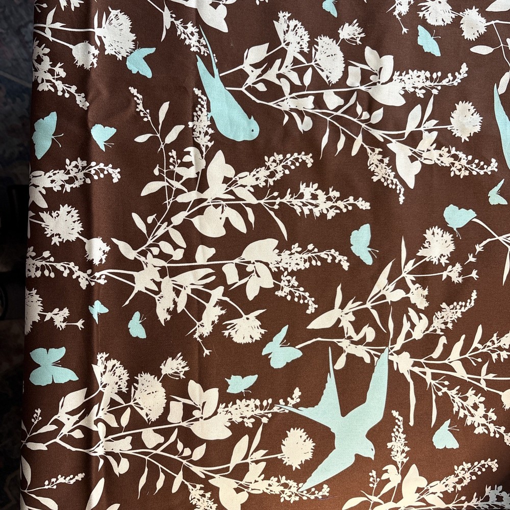 4Yards Fabric Joel Dewberry BUNGALOW SATEEN SWALLOW STUDY / CHOCOLATE #SAJD-022
