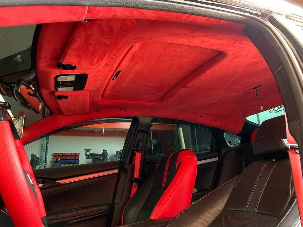 Suede Headliner Foam Back Red Stretch Fabric Automotive Upholstery 60″ Wide