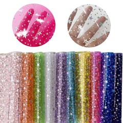 XHT 10 Pcs Sparkle PVC Vinyl Fabric, 8.3″x11.8″ Clear Laser Star Pvc