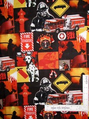 Fire Fireman Flames Fire Truck Fabric By The Yard Firefighter Cotton by Springs