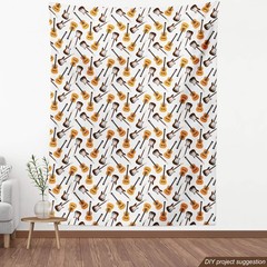 Ambesonne Guitar Fabric By The Yard Realistic Illustration Classic And Electric