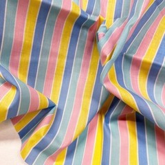 1 Yard Vintage 80s Pastel Striped Woven Fabric Wamsutta fabric