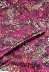 Fuchsia Pink Berry Paisley Floral Satin Fabric Silky Soft Charmeuse 3 YDS x 58”