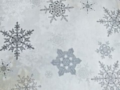 1 yard WINTER CELEBRATION Red Rooster SILVER SNOW FLAKES 25201 cotton fabric OOP