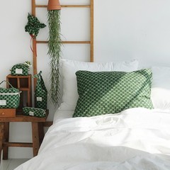Green Clover Stripe Cotton Fabric, TPU Laminated (Back) Waterproof, 43in 110cm W