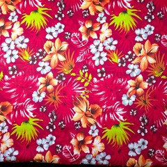 Red Tropical Hawaiian Print Poly Cotton Fabric Aloha Shirt Dress 58″ By The Yard
