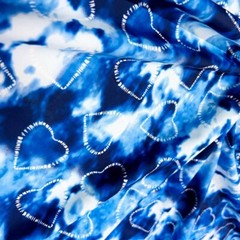 Blue Hearts Print Spandex 4-way Stretch Fabric 60″ wide Swimsuit By the Yard