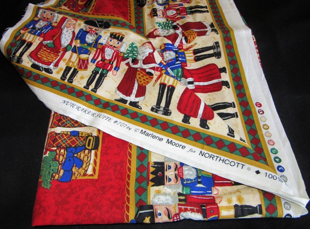 Vintage NORTHCOTT Nutcracker Suite #707 Marlene Moore Fabric 1yd X 44″ Festive!