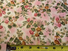 Beth Ann Bruske for David Textiles 100% Cotton Fabric Floral Pink & Cream 2 Yds
