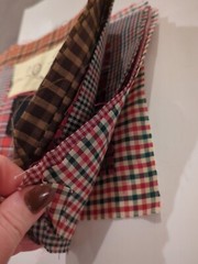 LOT of 20 Plaid Red Blue White Green Random sewn cotton fabric QUILT Blocks 6×6