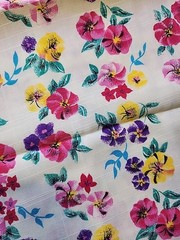 45″ X 22.5″ Floral Cotton Linen Sewing Craft Quilting Fabric Remnant Colorful