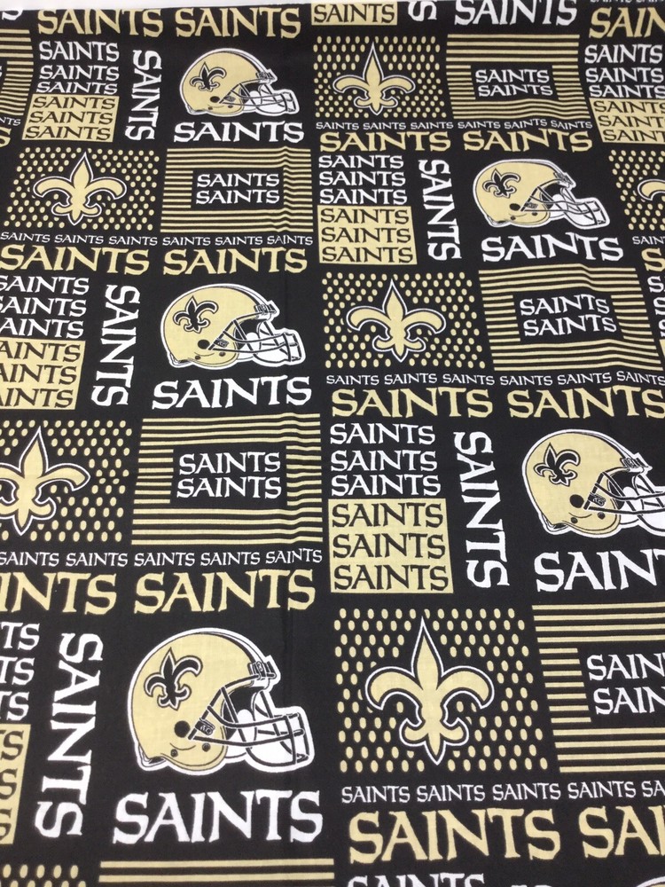 New Orleans Saints Fabric 100% Cotton Block Print 1 Yard + 23 Inches NEW