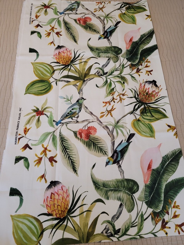 Hamilton Fabrics Paradise Bird Fabric 48″ x 54″ Botanical Floral