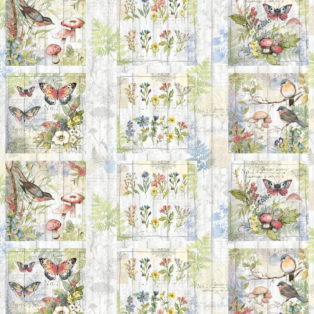 Nature’s Serenade Fabric Panel Susan Winget for White Owl Textiles 24×44