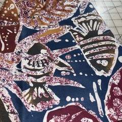 Stylized Marine Fish & Shell Hand Block Print Cotton Fabric – 1.8 Yards x 44″W
