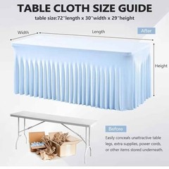 Baby Blue Spandex TableCloth for 6 Ft Rectangle Table, wedding,banquet,event