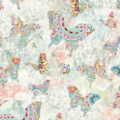 Wild Blush Pink/Gold Butterflies Allover Danhui Nai Fabric 1/2 Yard #89219-134