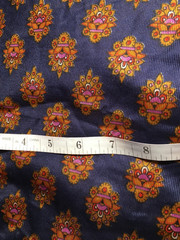 Vintage 1970s Blue Scarf Fabric Border Print 3 1/2 Yards