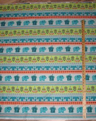 Boho Baby Blue/Green Novelty Stripe Elephant Indian Fabric 1/2 Yard #4303