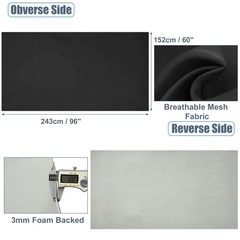 Breathable Mesh Fabric 96″ L x 60″ W for Car Truck RV SUV Black