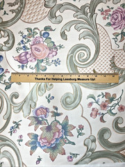 Anna Ruben 1990 Cotton Sateen Fabric Country Cottage Floral Lace Scrolls 4 yds.