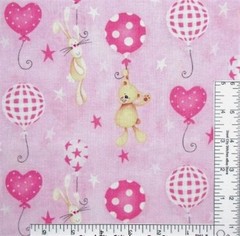 BTY Henry Glass Precious Little One Balloon Pink Cotton Fabric By The Yard 5977