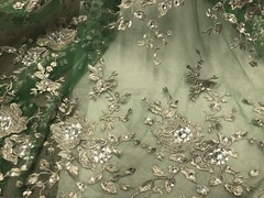 Rhinestone Floral Embroidery French Lace Fabric 50” Width Sold By The Yard