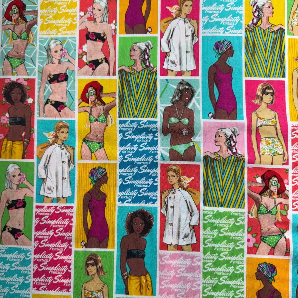 5 1/2 Yards PIN UP 1950’s Retro Girls Simplicity Quilt Fabric Cotton Swimsuit