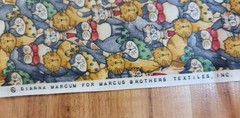 Dianna Marcum For Marcus Brothers Textiles Cats Bowtie Fabric Vintage