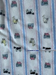 3+ Yards Vintage Flannel Fabric Farm cow Duck Cottage Pastel White Nursery
