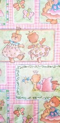 BTY DANCING TEDDY BEAR PRINCESSES PASTELS New Cotton Fabric
