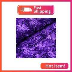 AK TRADING CO. 54-Inch Wide Premium Satin Rosette 3D Rose Design Ribbon Fabric (