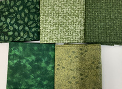 1/4 YARD BUNDLE OF 5 – PACK #19 – GREEN