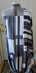 Navy Blue White Geometric Charmeuse Blouse Apparel Fabric – 2 Yards x 58″ Wide