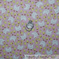 BonEful Fabric FQ Cotton Quilt Pink Yellow White Hen Chicken Coop Farm Kitchen S