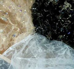 Colorful Sequins Stars Unicorn Lace Fabric Wedding Constellation Lace Fabric 1YD