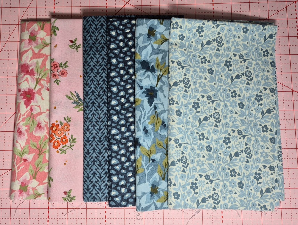 Field Rush Half Yard Bundle of 6 Moda BasicGrey Blues Pinks