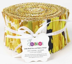 Yellow Floral Artistic 100% Cotton Precut Fabric Strips Jelly Roll Pad Bundles