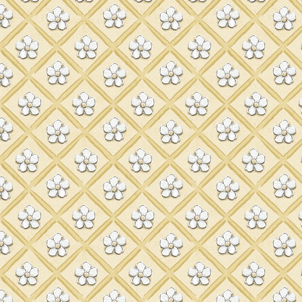 LUMIN – White Owl Textiles – Sweet Honey Bee by Chad Barrett – Floral Grid –