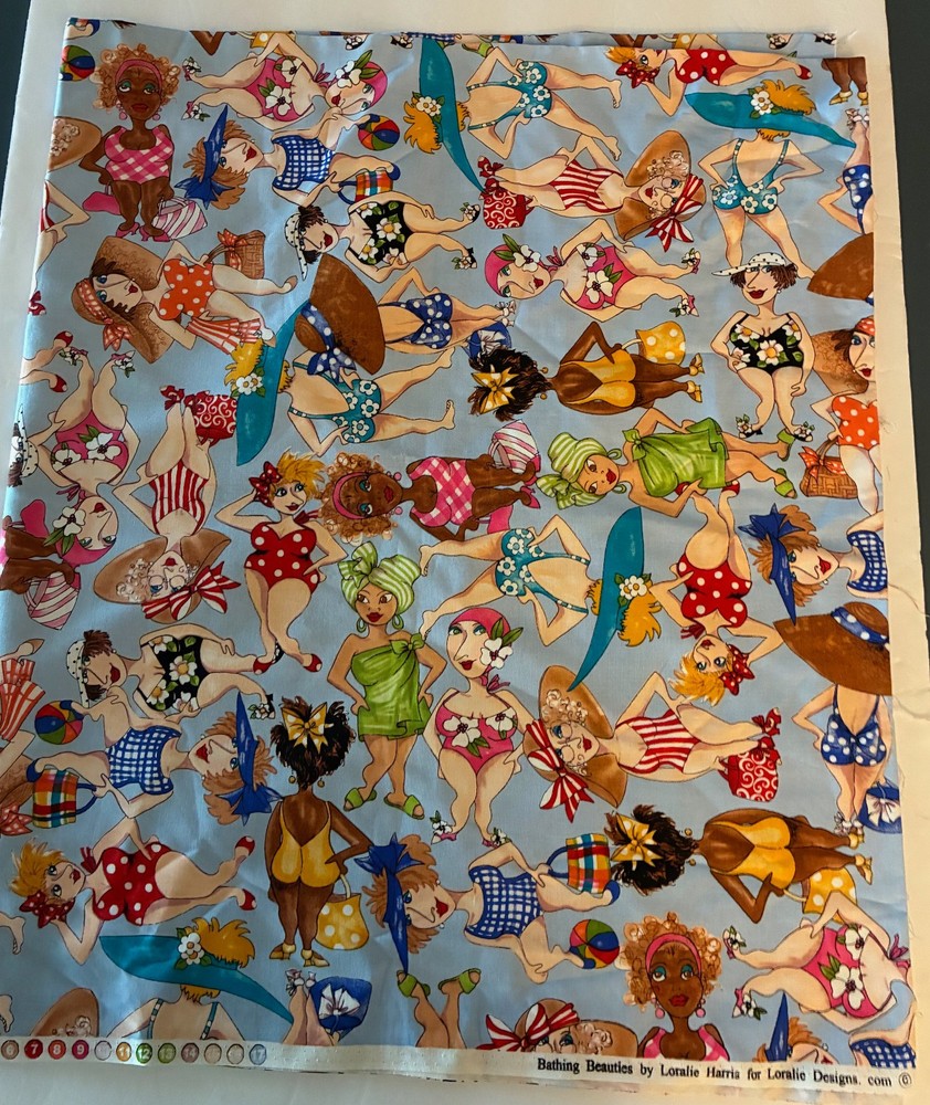 2005 Loralie Harris Designs BATHING BEAUTIES Fabric 2 Yard USA Pattern #977 HTF