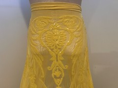 Yellow 4way stretch sequins Embroidery Mesh Lace fabric 50” Width 1 Yard