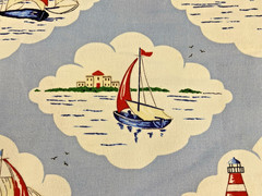 Cath Kidston IKEA Albertina Cotton Canvas Fabric Boats Lighthouses 3.9 Yds x 60″