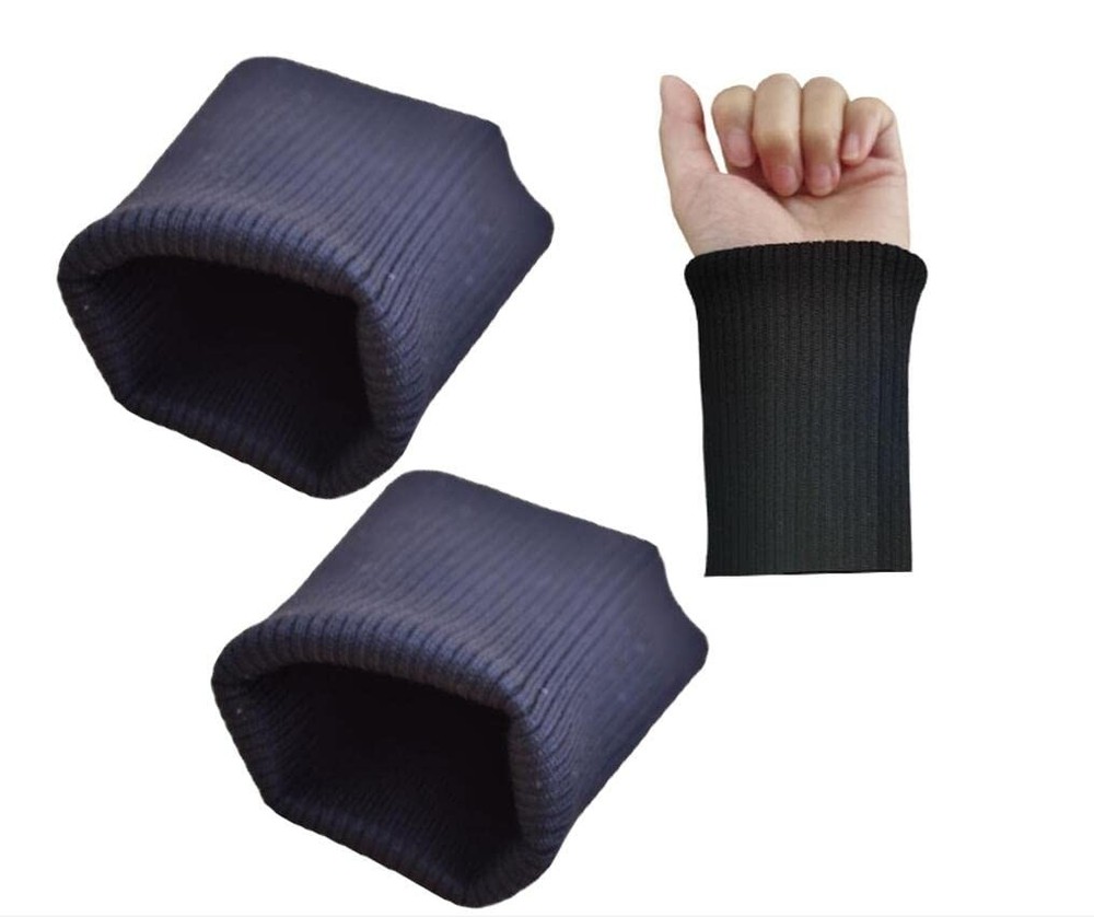 Black Seamless Rib Cuffs 2×2 Rib Knit Replacement Jacket Trims 1 Pair