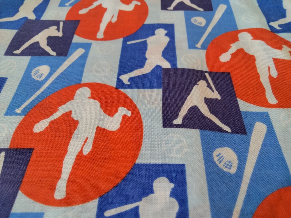 Baseball Silhouette Cotton Fabric 1.25 Yards 47×45 Springs Industries