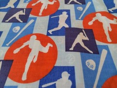 Baseball Silhouette Cotton Fabric 1.25 Yards 47×45 Springs Industries