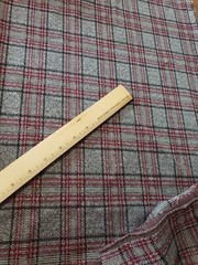 65 x 24″ uncut Vintage Fabric + extra grey maroon black plaid estate