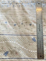 Med Blue Pink Flowers on Lt Tan Striped Chintz Heavy Fabric 5.5Y Cottagecore