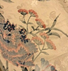 80s Upholstery Floral Fabric Rich Burgundy Gold Green Blue Cream Shiny 35″ x 58″